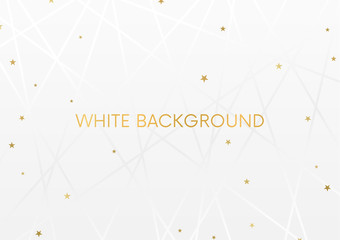 White background with stars and abstract lines (geometric shape pattern). Holiday backdrop for any design, presentation, cover etc. Blank horizontal template