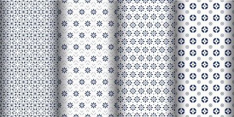 Modern geometric seamless pattern background. Classic batik wallpaper. set
