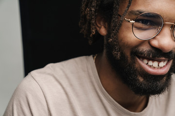 Guy posing isolated in eyeglasses