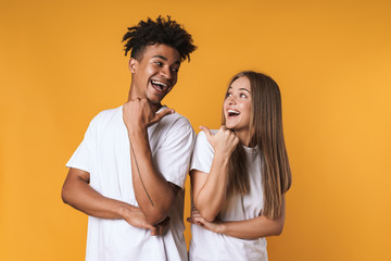 Happy young african couple wearing casual clothes