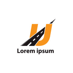 U letter road way logo creative design template