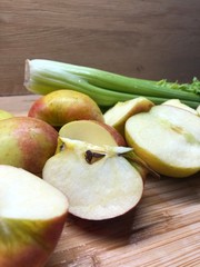 fresh apples on a wooden table
