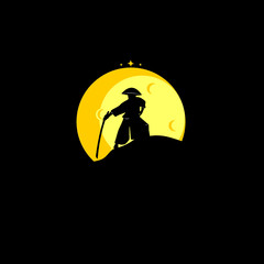 Samurai silhouette logo design vector