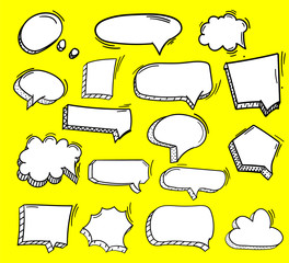 Set of Hand Drawn Comics Style Speech Bubbles
