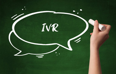 Hand drawing IVR abbreviation with white chalk on blackboard