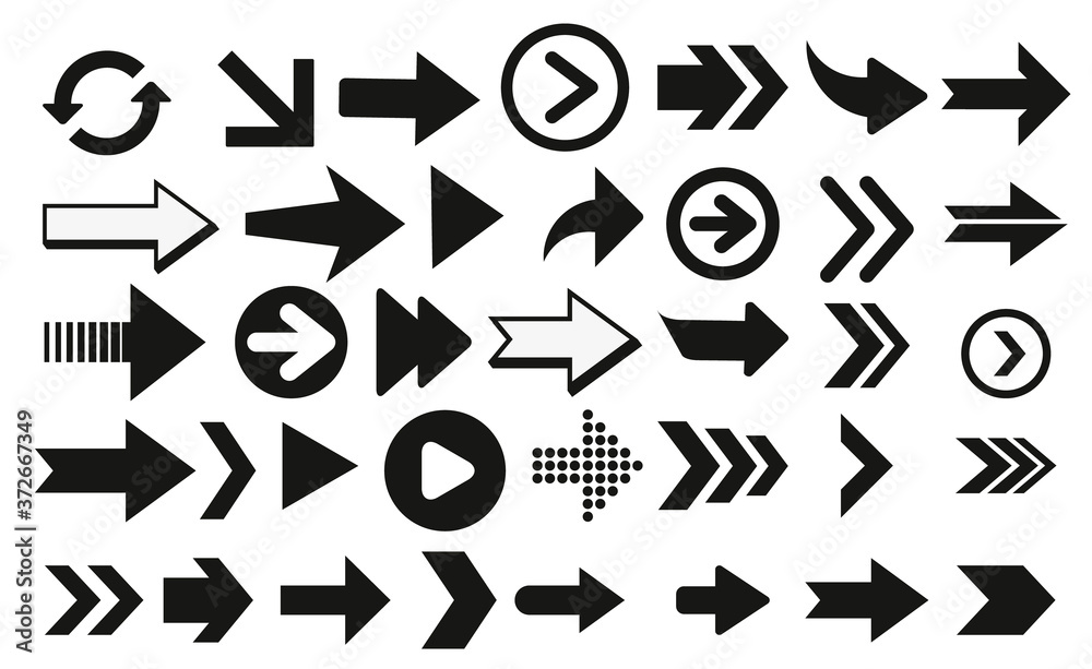 Poster Set of black vector arrows. Arrow icon. Arrow vector icon. Arrow. Arrows vector collection