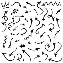 hand-drawn arrows, vector set