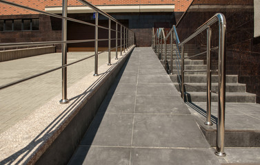 stainless steel handrail in a modern building
