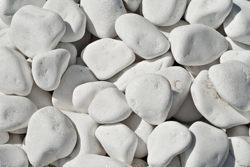 Drainage systems from small pebbles. Garden drainage for plants and trees. White stones for roads...