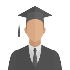 University graduate in academic cap. Vector illustration.