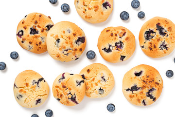 Blueberry Muffin Cookies isolated on white  background.