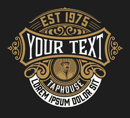 Fototapeta premium Vintage logo with floral ornaments