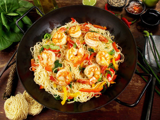 Asian Wok with Shrimps and Noodles