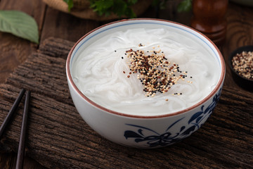 pure noodle Vietnam on wood food background