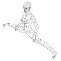 Fototapeta premium Low poly girl sitting on a twine. Isometric view. 3D. Vector illustration