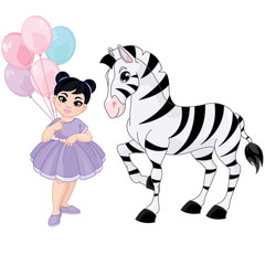 Circus Zebra and Beautiful Girl