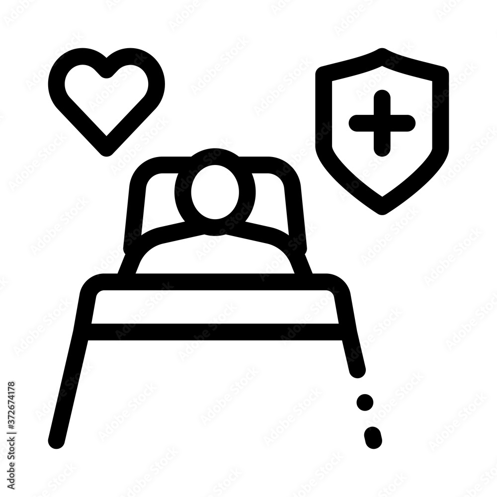 Sticker illness human in hospital ward icon vector. illness human in hospital ward sign. isolated contour sy