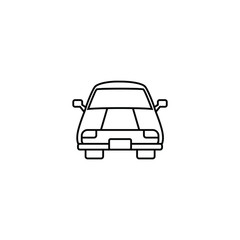 Front of car thin icon isolated on white background, simple line icon for your work.