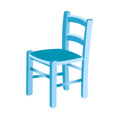 Kids wooden blue chair isolated on white background