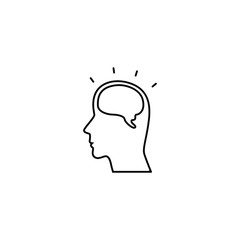 Human brain thin icon isolated on white background, simple line icon for your work.