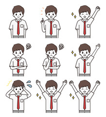 男子学生 イラスト セット