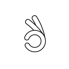 OK hand sign thin icon isolated on white background, simple line icon for your work.