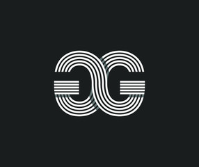 Letter G, GG vector line logo design illustration. Creative minimal GG logotype icon symbol template.Luxury, Moving and Dynamic logo for you corporate identity.