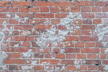 abstract background of an old red brick wall close up