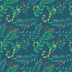 Obraz premium Botanical leaves seamless pattern design. Seamless floral pattern background vector Illustration for print, Wallpaper, fashion template