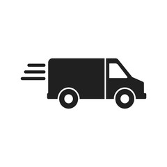 Fast shipping delivery truck flat vector icon for apps and websites