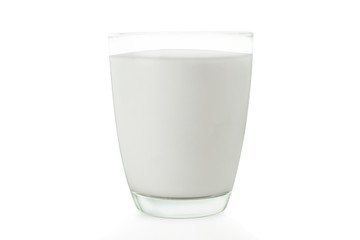 Galss of fresh milk isolated on white background with clipping path.