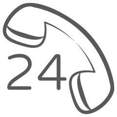 
Hand drawn design of 24hr helpline concept icon
