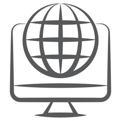 
Globe with monitor showing concept of computer internet icon
