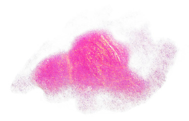 A spot of glittering pink paint with gold reflections. Glitter nail polish.