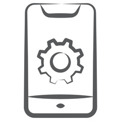 
Gear inside smartphone showing phone setting concept icon
