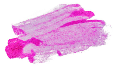 A spot of paint is red with light and dark sparkles. Nail polish