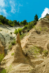 Italy, August 2020 - Panoramic view of the Canyon of the Lame Rosse near Lake Fiastra in the Marche Region