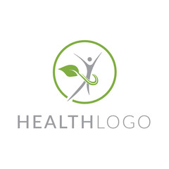 Abstract human and green leaf logo template
