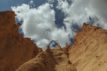 Italy, August 2020 - Panoramic view of the Canyon of the Lame Rosse near Lake Fiastra in the Marche Region