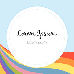 Empty round banner with space for text. With rainbow background. Vector illustration