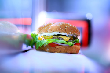 Fresh and Juicy Burger Fresh tasty burger with sauce cheese  yummy 
