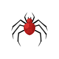 Obraz premium Cartoon spooky red spider . Vector illustration for Halloween holiday