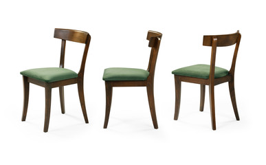 Single chair at different angles on a white background