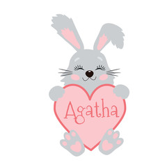 Cute Little Easter Bunny Vector Illustration on White Background