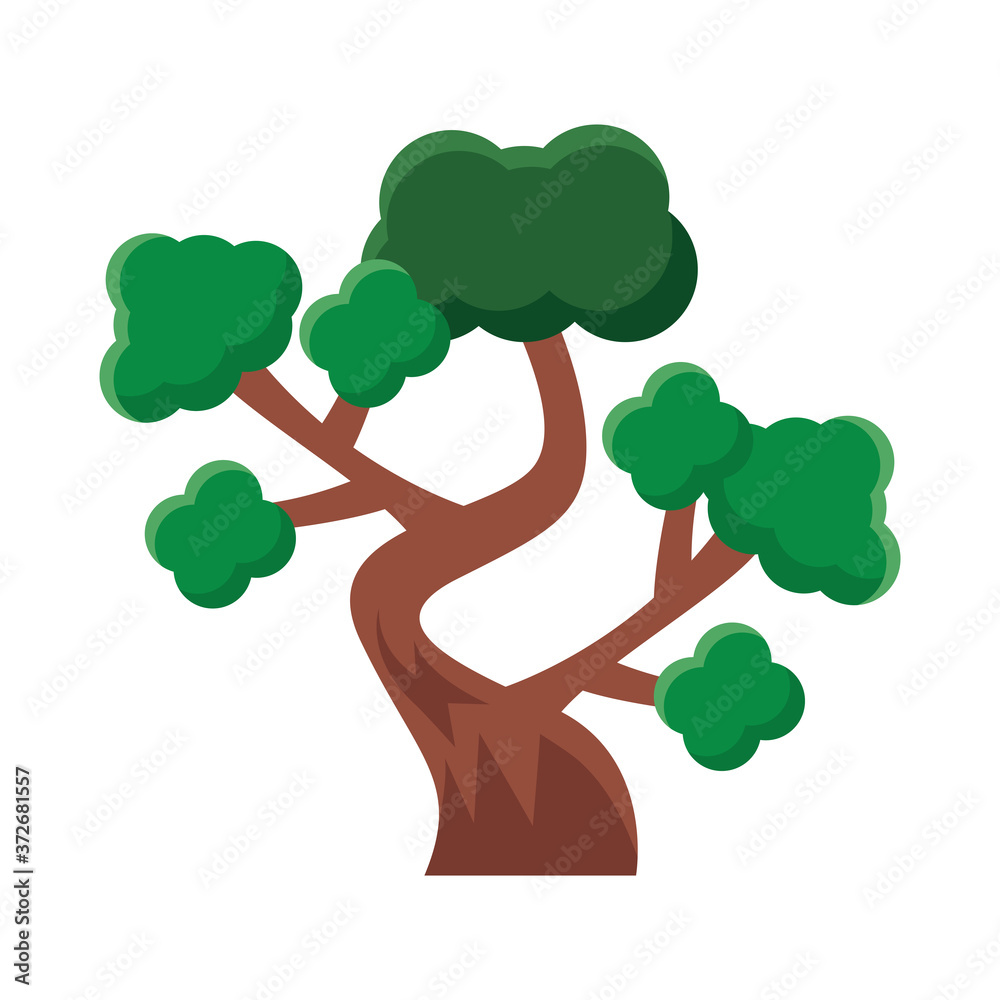 Sticker leafy tree flat style icon