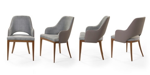 Fototapeta premium Single chair at different angles on a white background