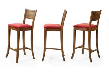 Single chair at different angles on a white background