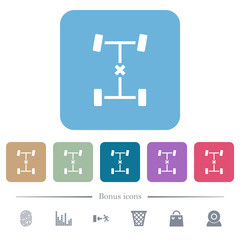 Obraz premium Central differential lock flat icons on color rounded square backgrounds