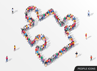 Large group of people in the form jigsaw puzzle. Partnership concept.