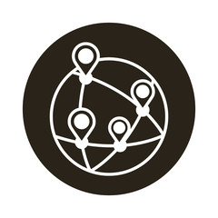 sphere world planet with pins location block style icon